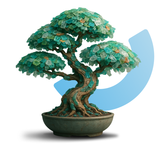 Ilustração de uma árvore feita de plástico